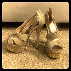 Gold platform heels